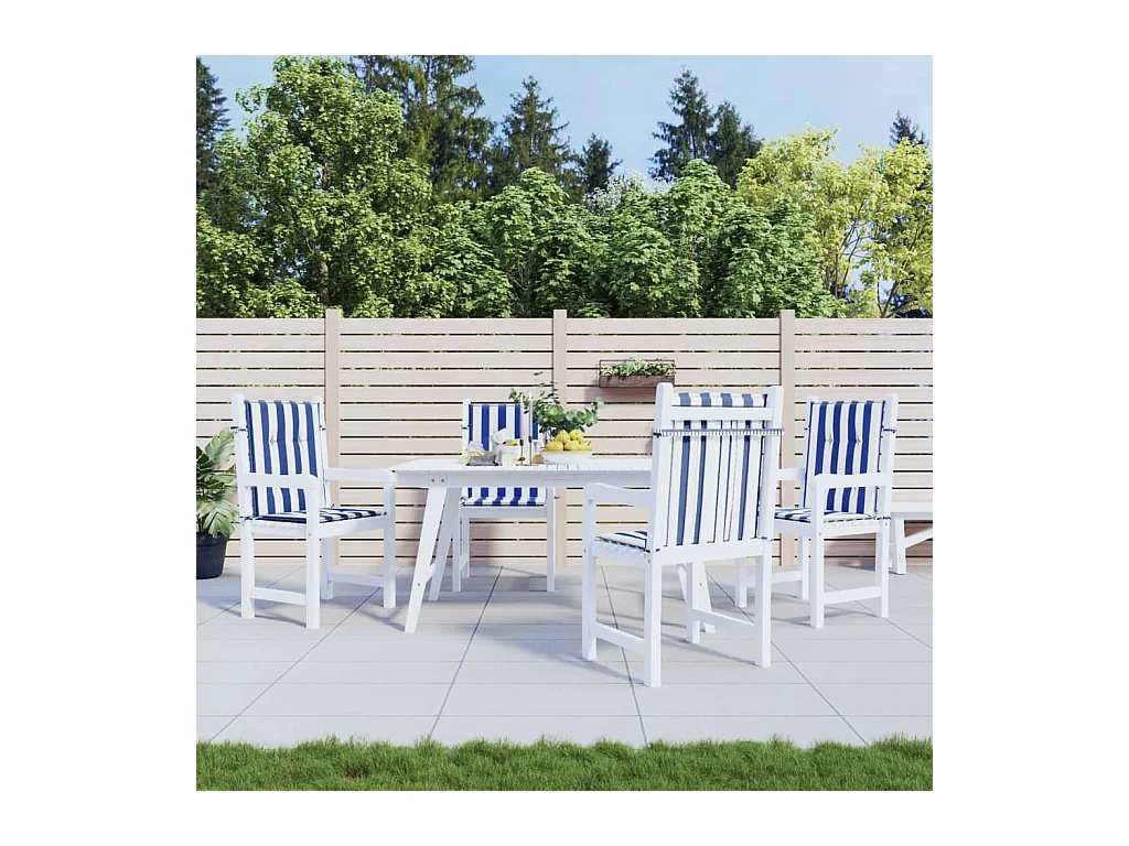 Coussins de chaise à dossier bas Lot de 4 rayures bleu et blanc OFR61493