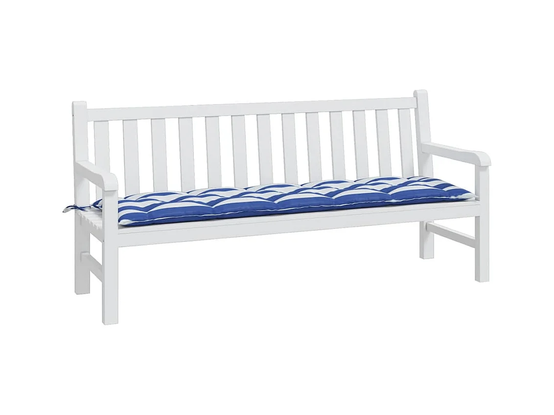 Bankkussen gestreept 180x50x7 cm stof gestreept wit en blauw NL701447