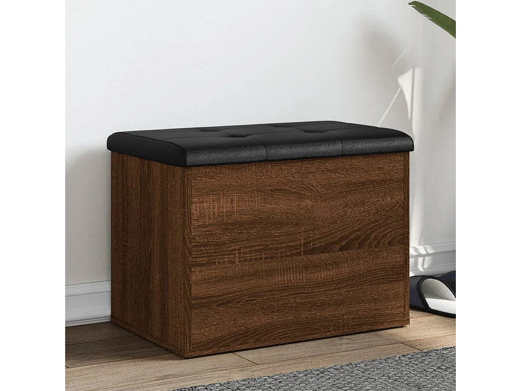 Banco con almacenaje madera ingeniería roble marrón 62x42x45 cm ES141918