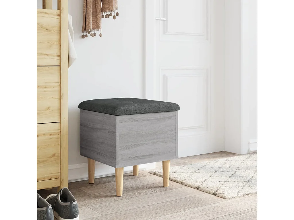 Opbergbankje 42x42x46 cm bewerkt hout grijs sonoma eikenkleurig NL372063