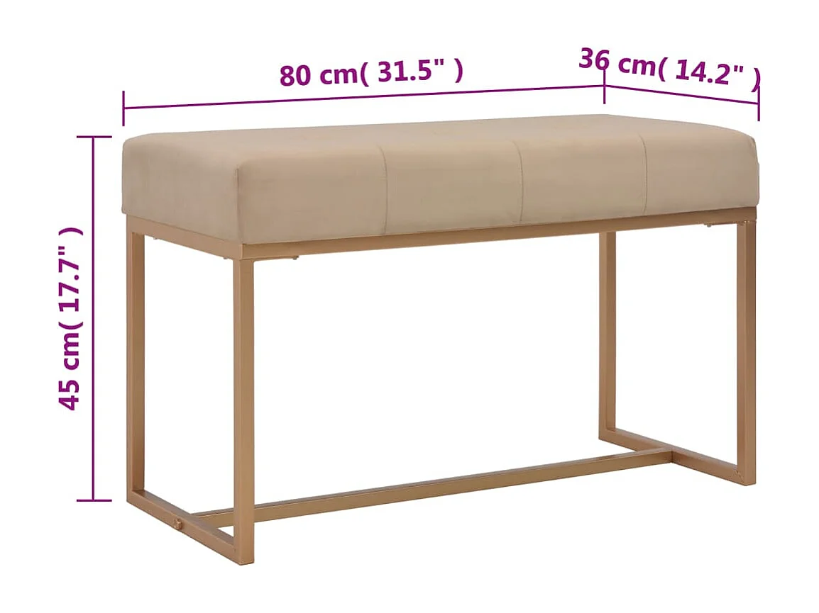Banc 80 cm Beige Velours REO74051