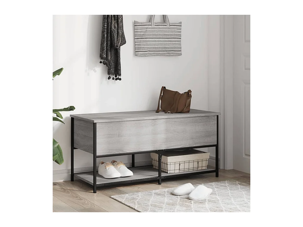Banc de rangement sonoma gris 100x42,5x47 cm bois d'ingénierie REO55937