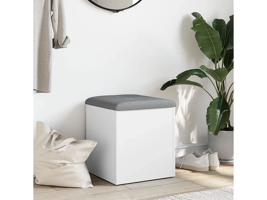 Banc de rangement blanc 42x42x45 cm bois d'ingénierie REO37090