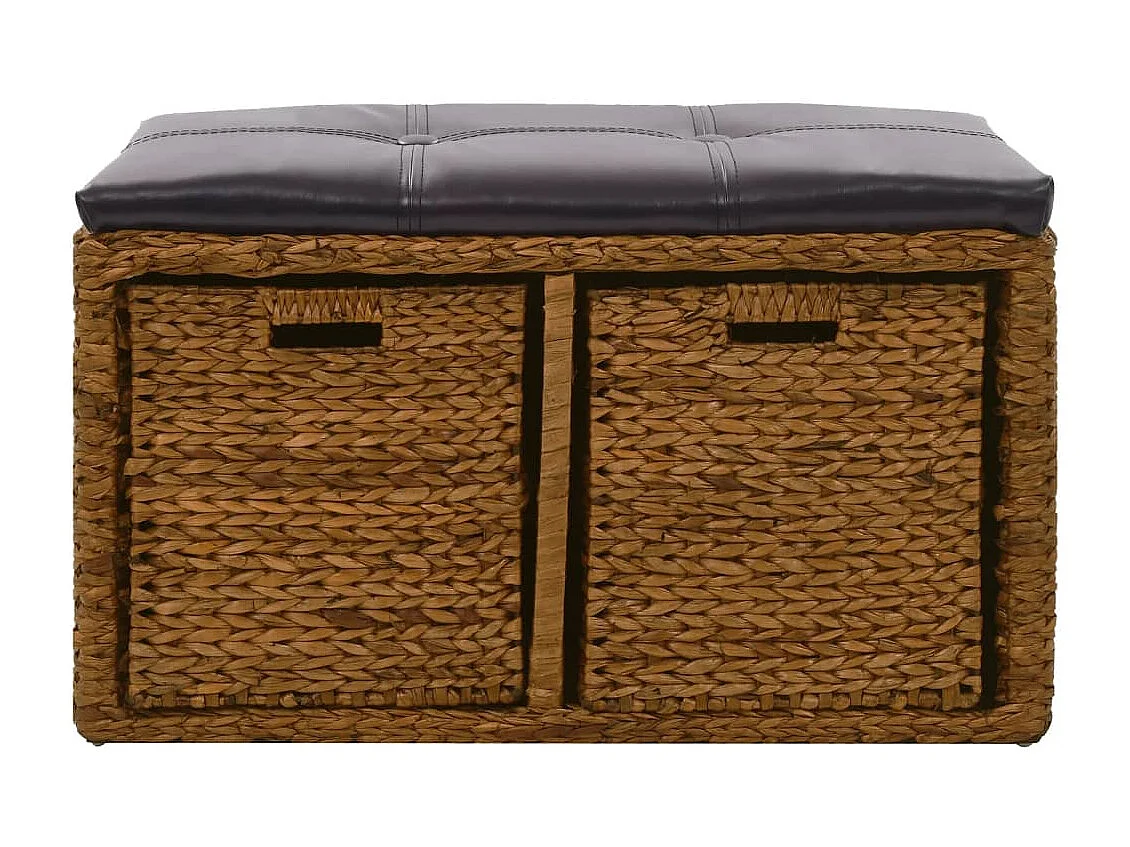 Banc avec 2 paniers Jacinthe d'eau 71 x 40 x 42 cm Marron REO98296