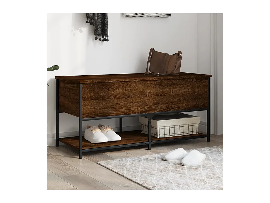 Banc de rangement chêne marron 100x42,5x47 cm bois d'ingénierie REO14510