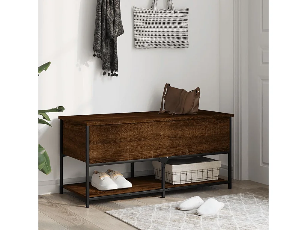 Banc de rangement chêne marron 100x42,5x47 cm bois d'ingénierie REO14510