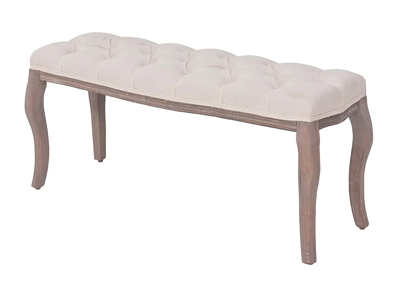 Banc Lin Bois massif 110 x 38 x 48 cm Blanc crème REO60672