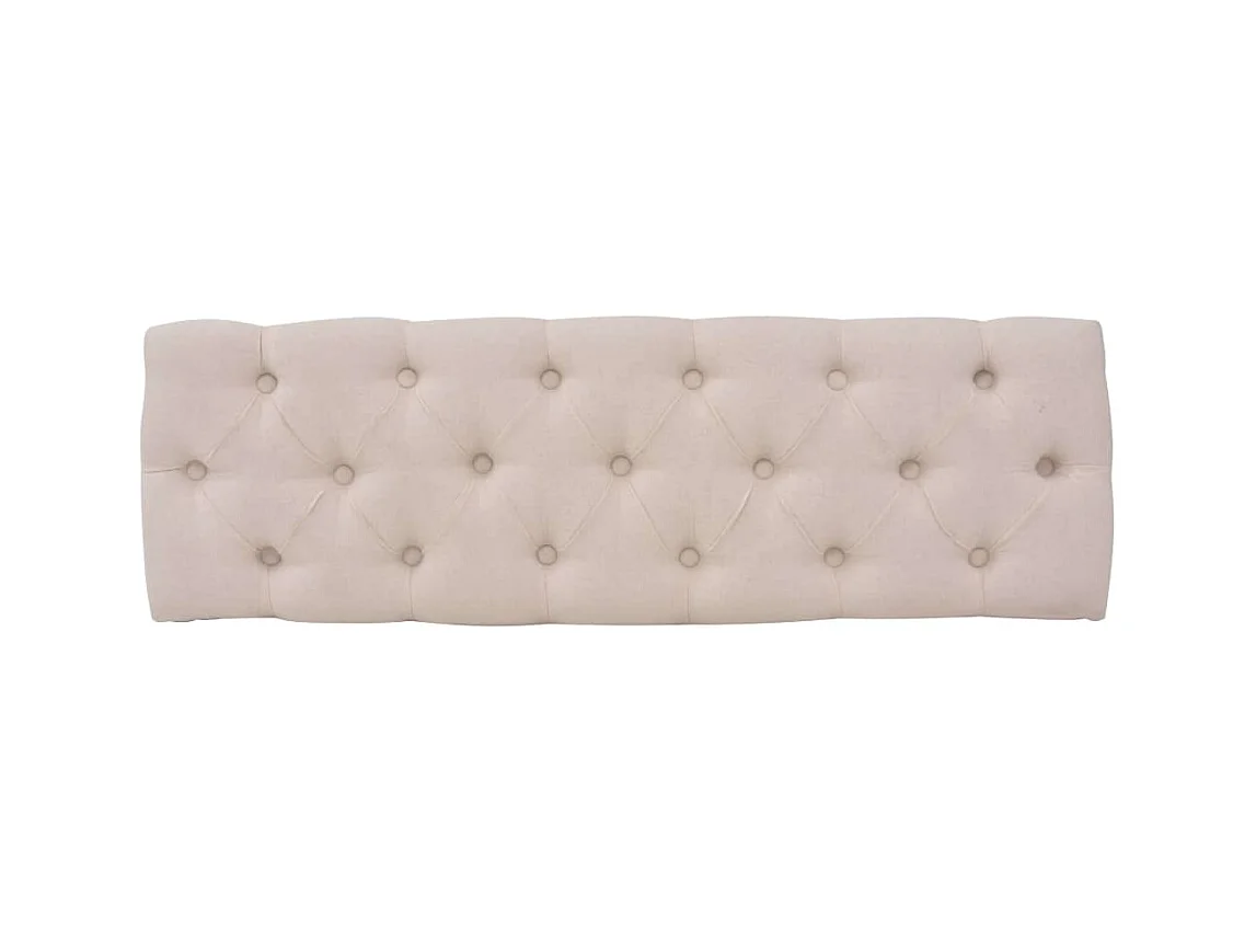 Banco de madera maciza y lino blanco crema 110x38x48 cm ES785144