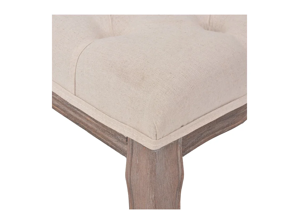 Banco de madera maciza y lino blanco crema 110x38x48 cm ES785144