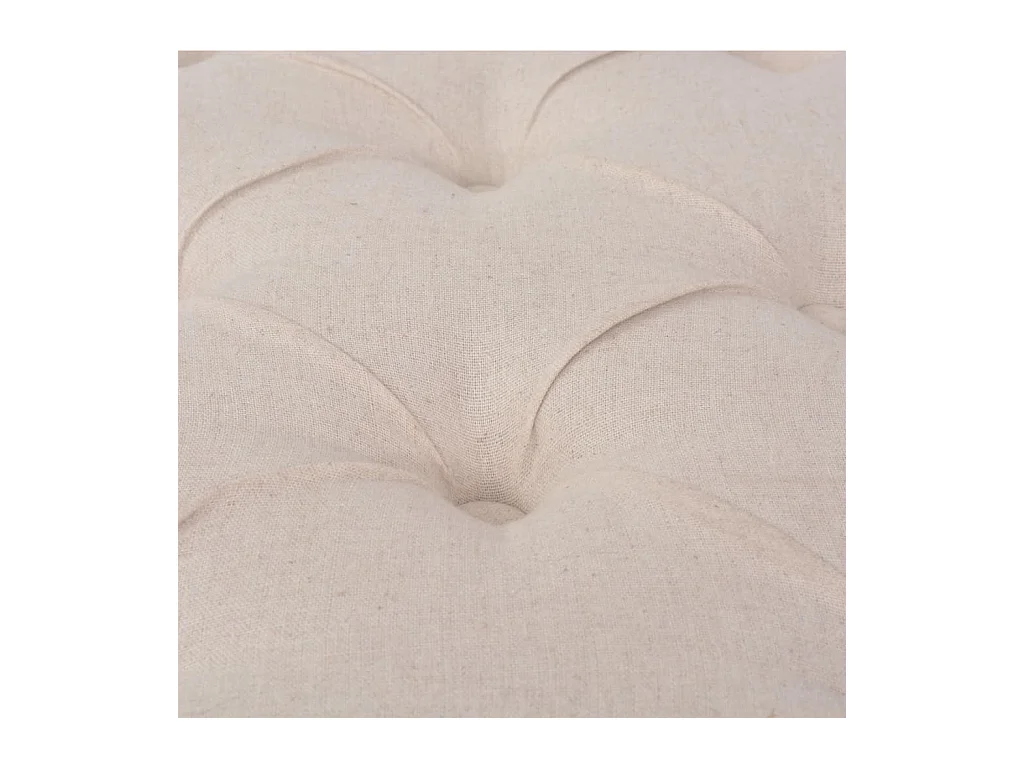 Banco de madera maciza y lino blanco crema 110x38x48 cm ES785144