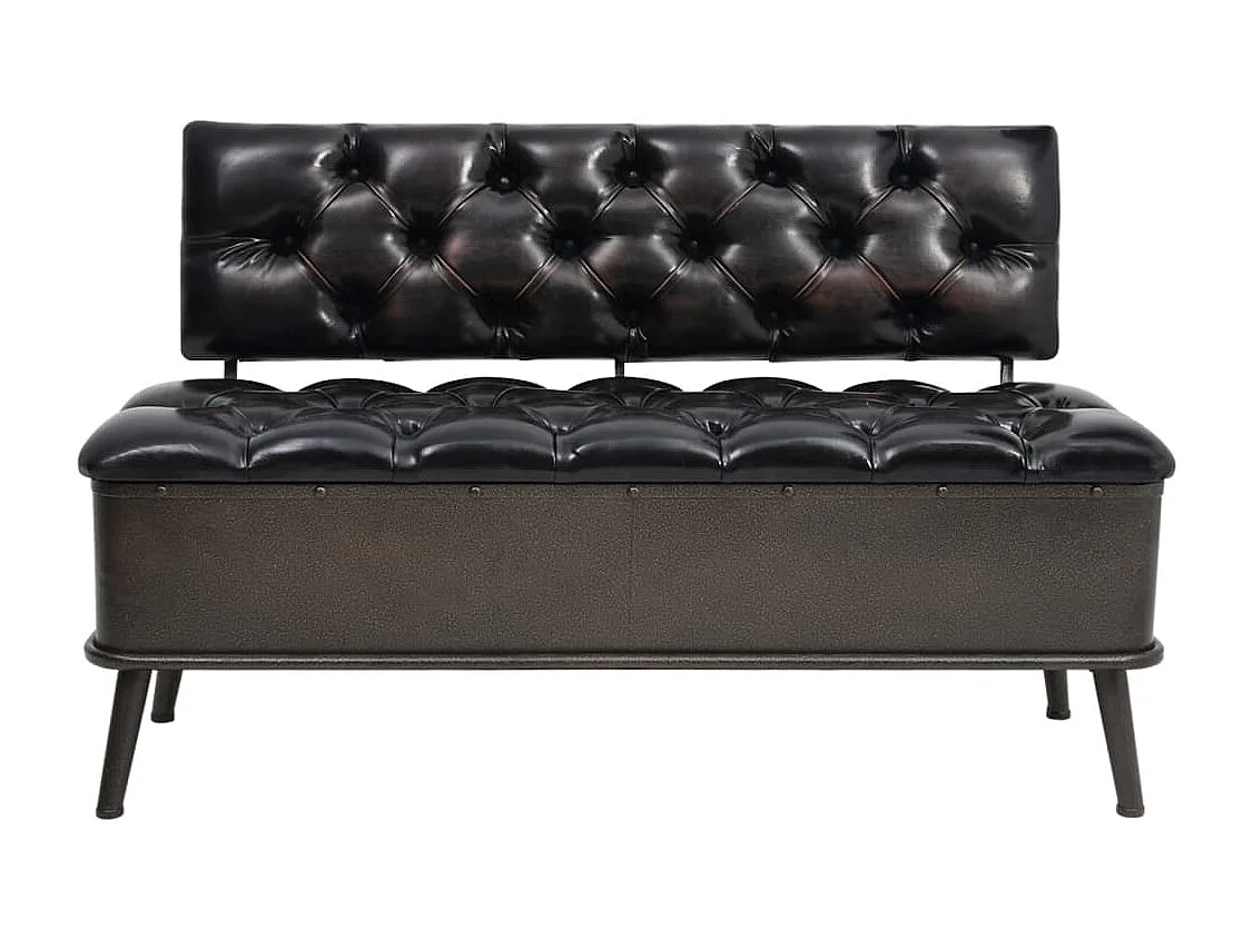 Banc de rangement avec dossier 110 cm Noir Similicuir REO43202