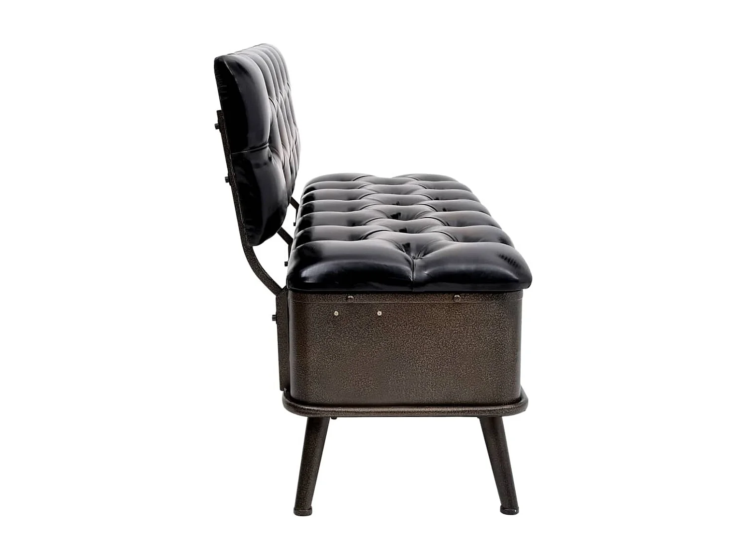 Banc de rangement avec dossier 110 cm Noir Similicuir REO43202