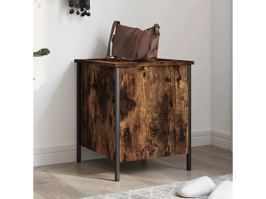 Banc de rangement chêne fumé 40x42,5x50 cm bois d'ingénierie REO26112
