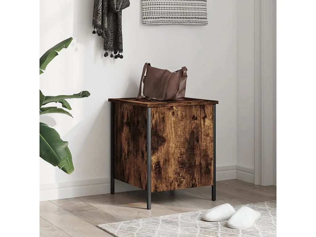 Banc de rangement chêne fumé 40x42,5x50 cm bois d'ingénierie REO26112