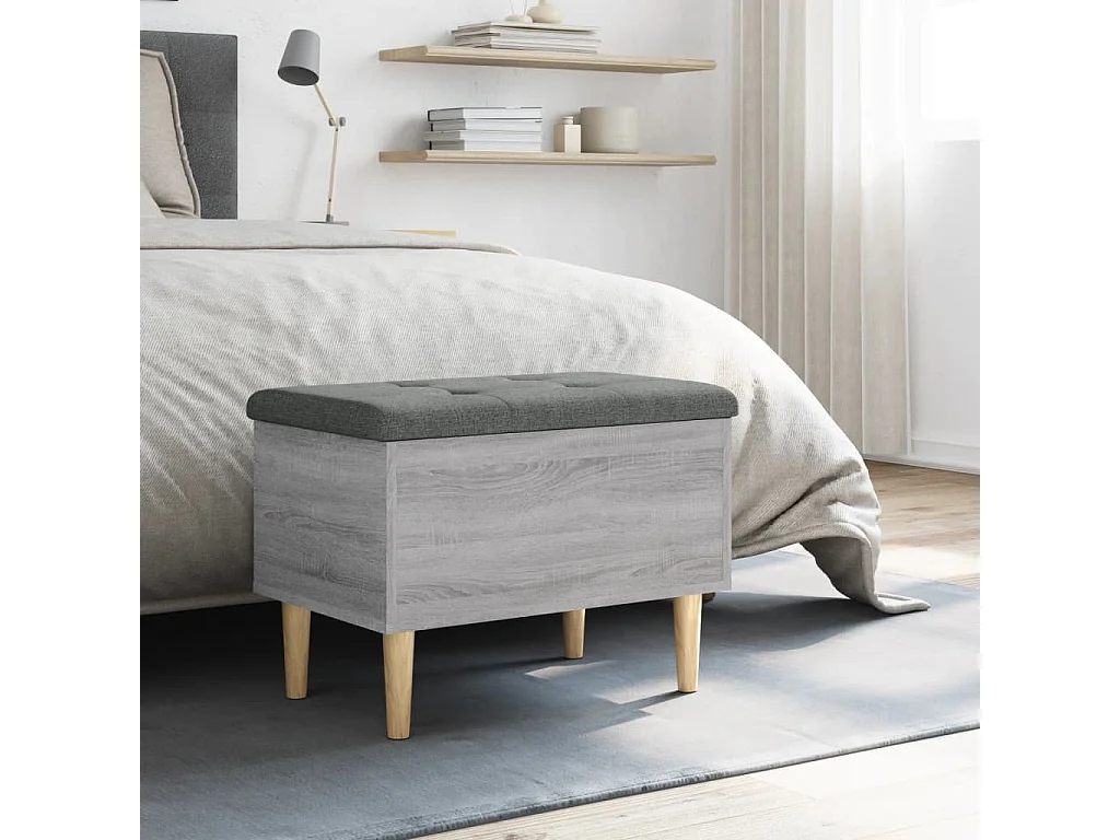 Banco con almacenaje madera ingeniería gris Sonoma 62x42x46 cm ES584434