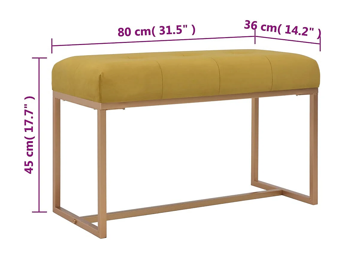 Banc 80 cm Moutarde Velours REO34491