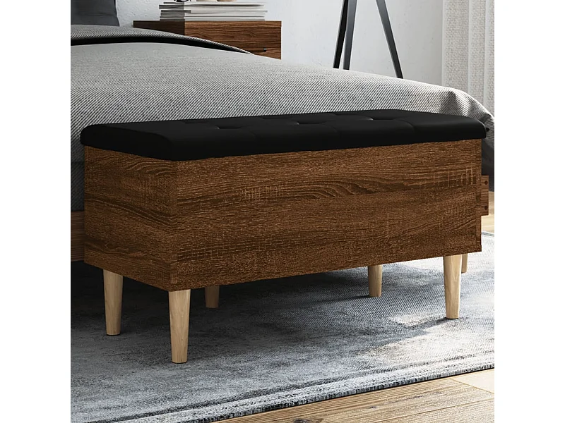 Opbergbankje 82x42x46 cm bewerkt hout bruin eikenkleur NL571960