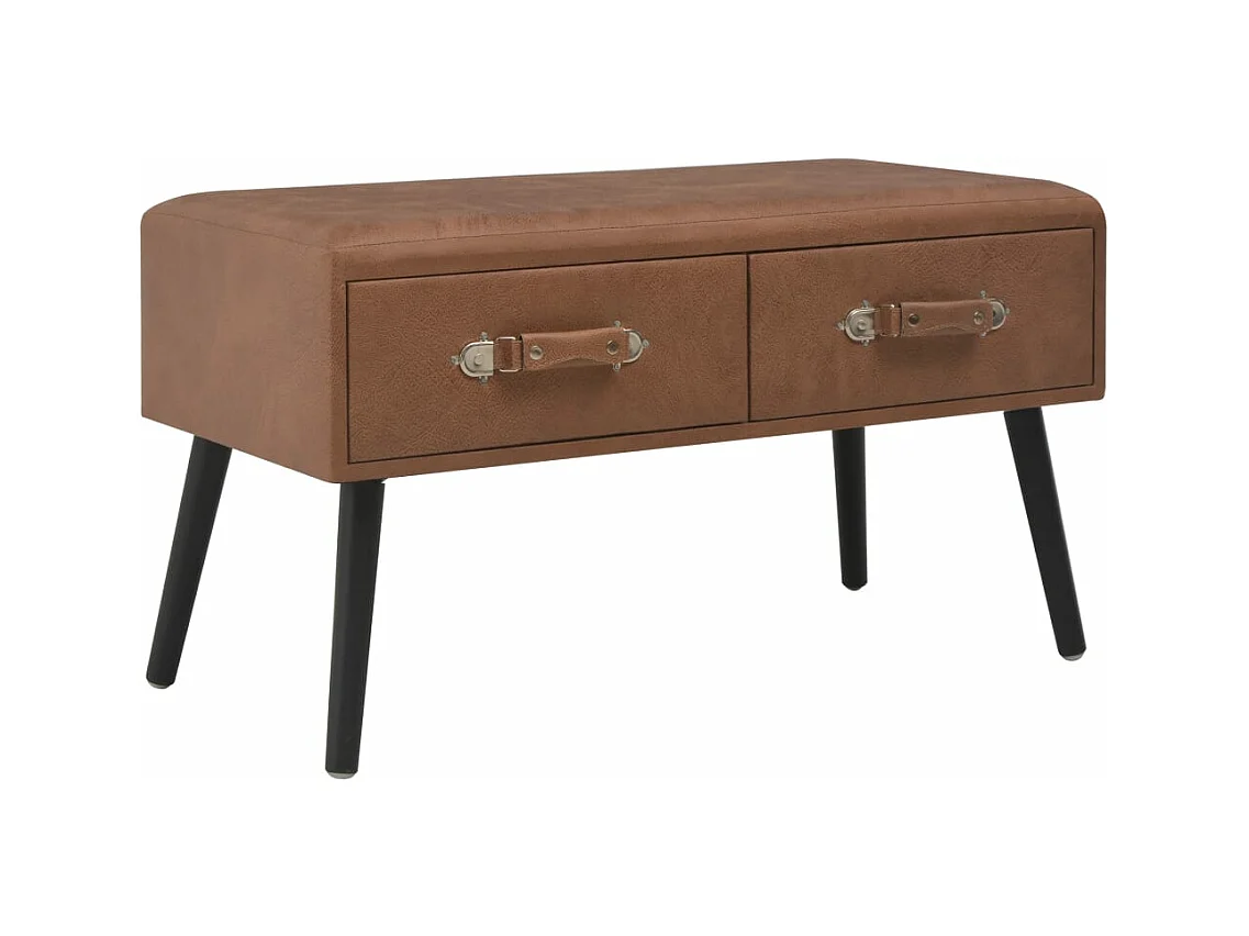 Banc avec tiroirs 80 cm Marron foncé Similicuir REO59363