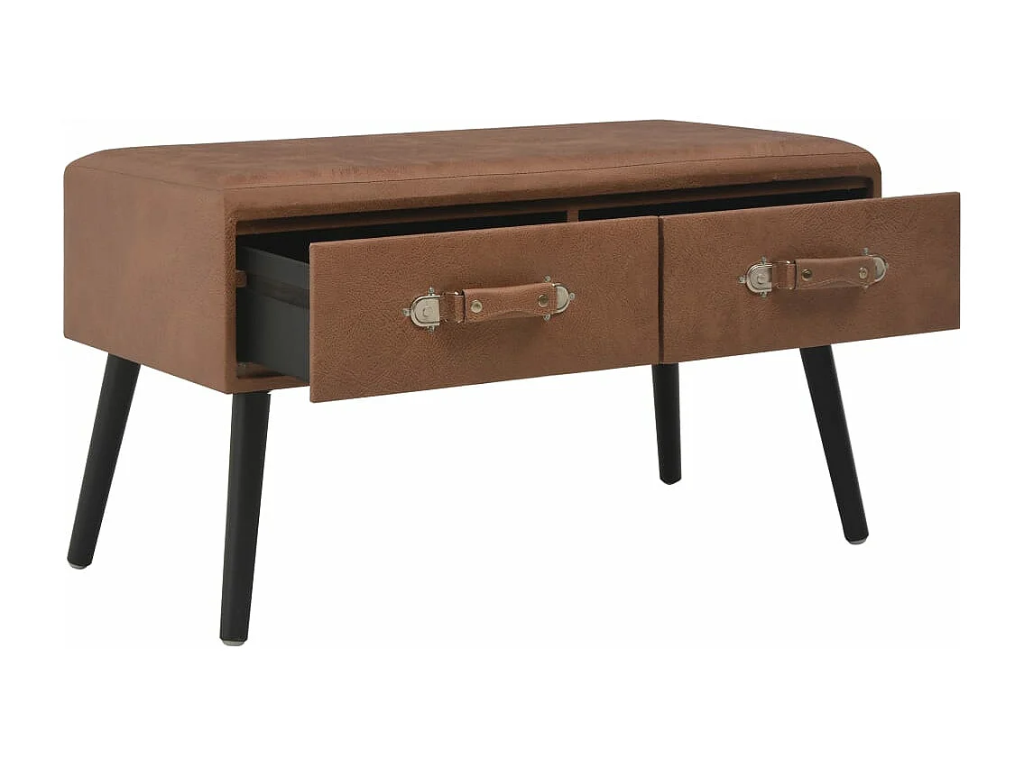 Banc avec tiroirs 80 cm Marron foncé Similicuir REO59363