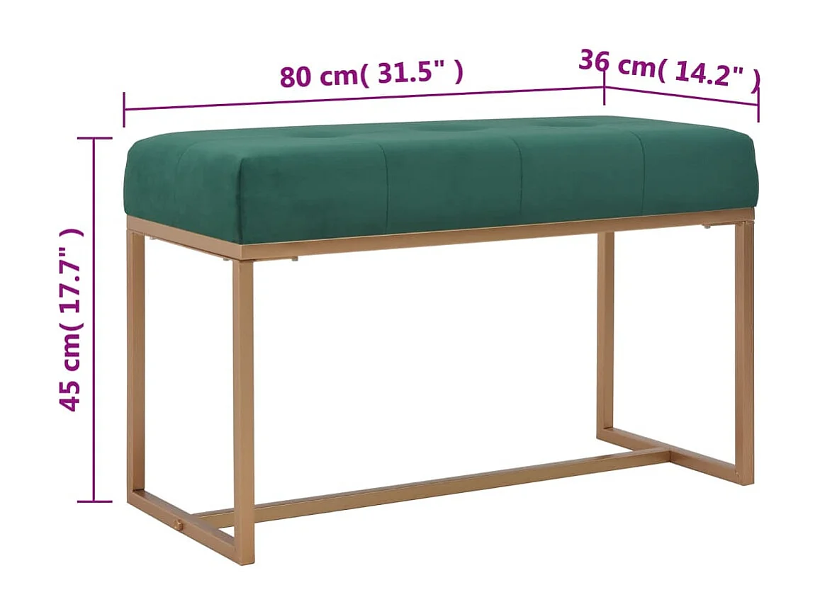 Banco 80 cm veludo verde PT931852