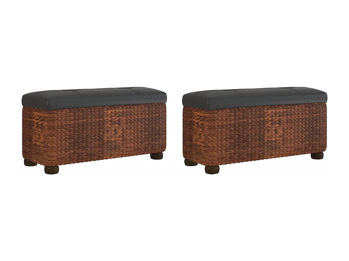 Bancs de rangement 2 pcs avec coussin marron 69 cm quenouille REO43496