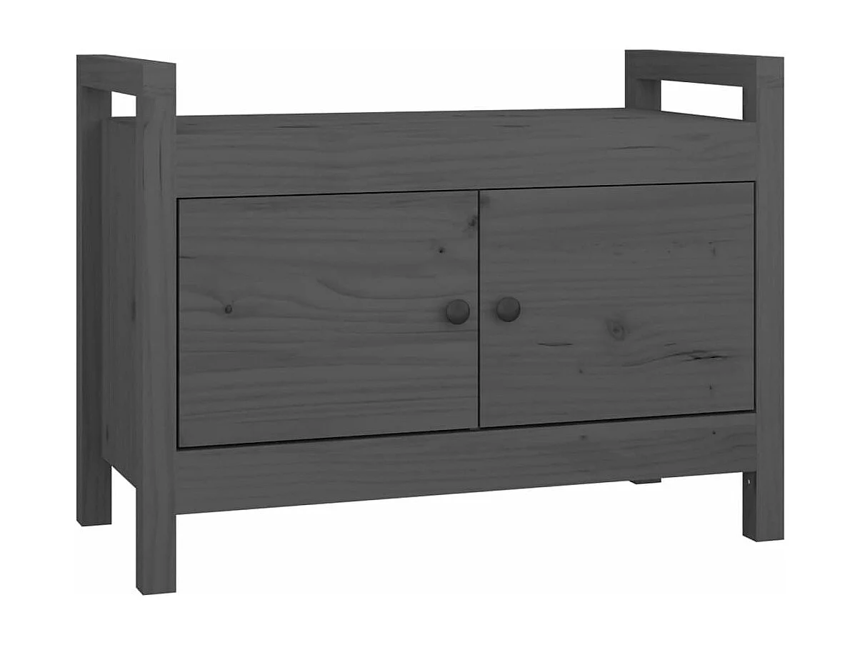 Banc d'entrée Gris 80x40x60 cm Bois de pin massif REO14076