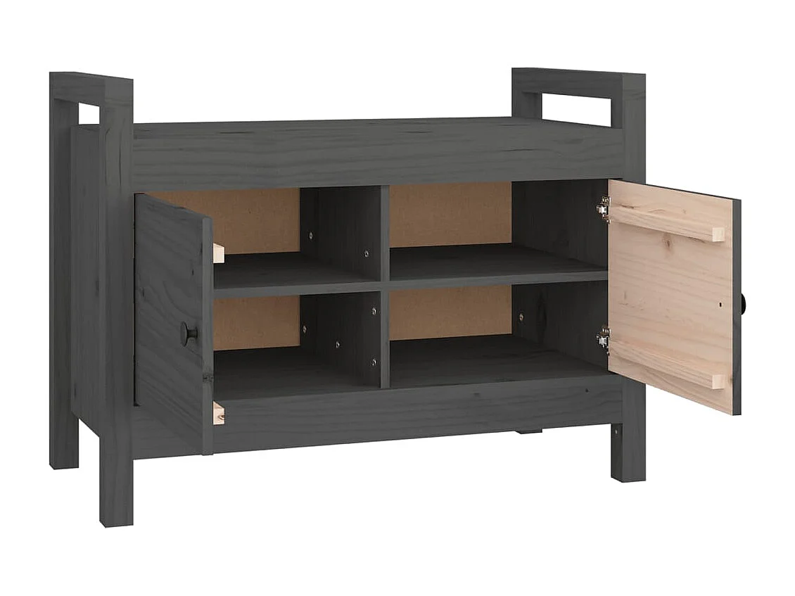 Banc d'entrée Gris 80x40x60 cm Bois de pin massif REO14076