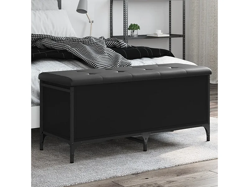 Banc de rangement noir 102x42x45 cm bois d'ingénierie REO77005