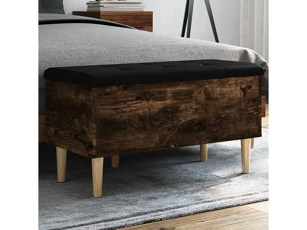 Banc de rangement chêne fumé 82x42x46 cm bois d'ingénierie REO71402
