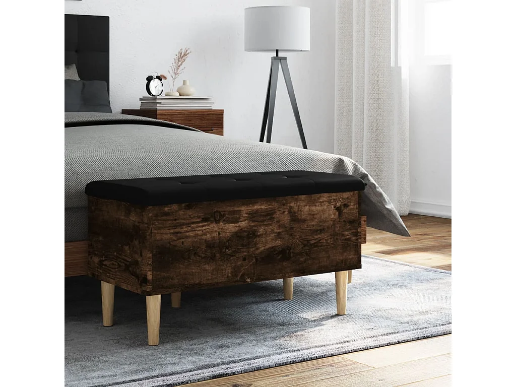 Opbergbankje 82x42x46 cm bewerkt hout gerookt eikenkleurig NL210932