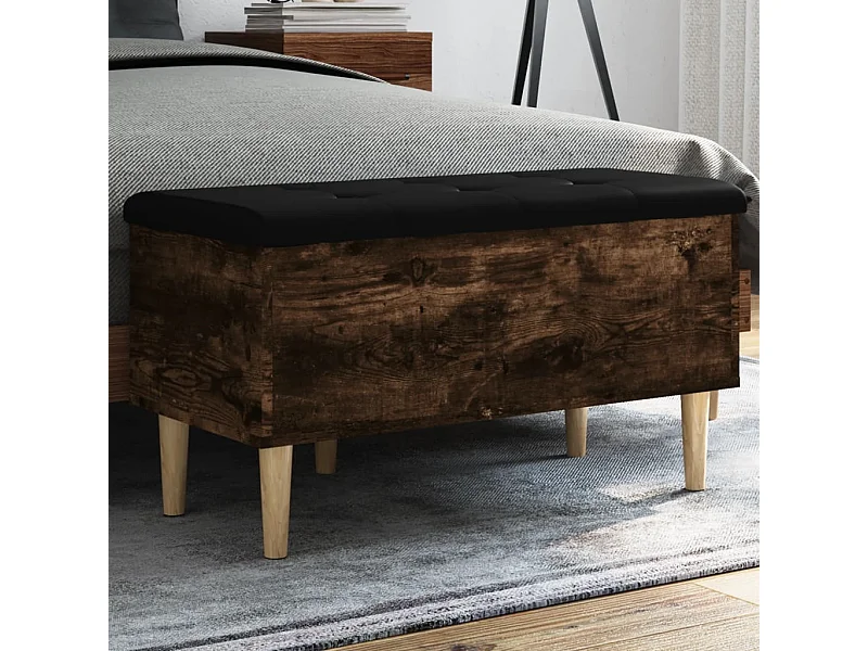 Opbergbankje 82x42x46 cm bewerkt hout gerookt eikenkleurig NL210932