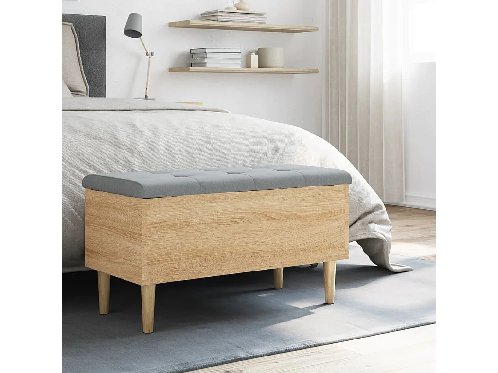 Banco con almacenaje madera ingeniería roble Sonoma 82x42x46 cm ES500638