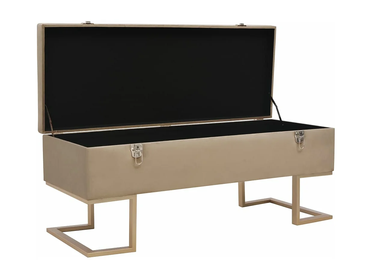 Bankje met opbergvak 105 cm fluweel beige NL609849