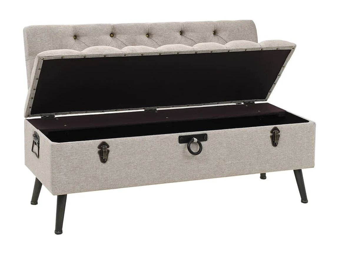 Banc de rangement avec dossier 110 cm Crème Tissu REO43456