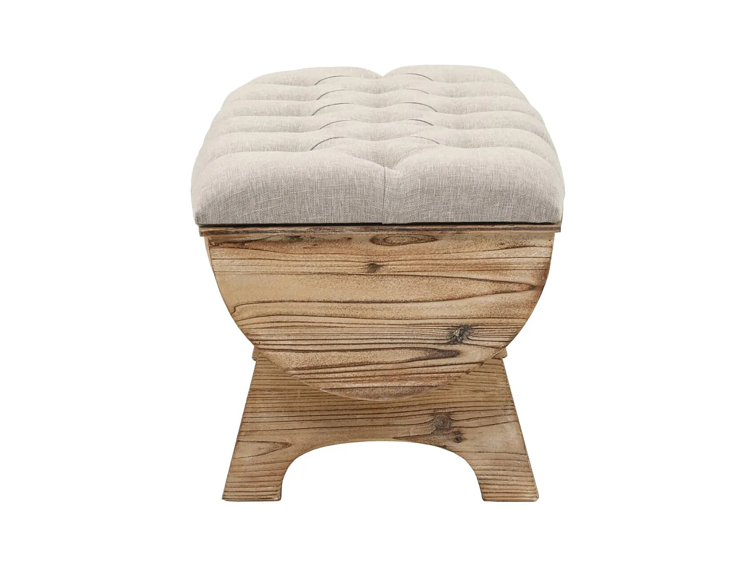 Opbergbankje 103x51x44 cm massief hout en stof NL763567