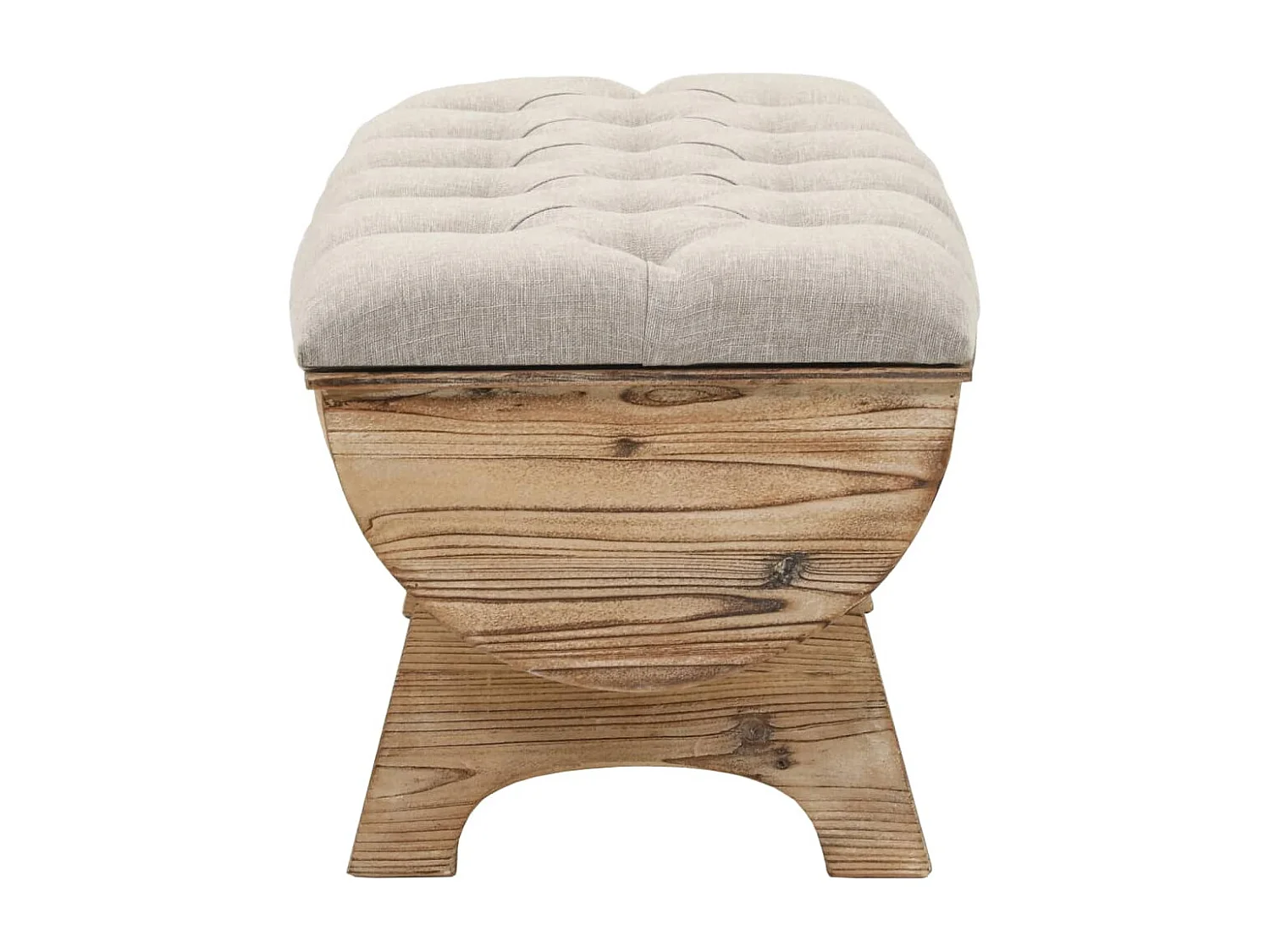 Banc de rangement Bois massif et tissu 103 x 51 x 44 cm REO31917