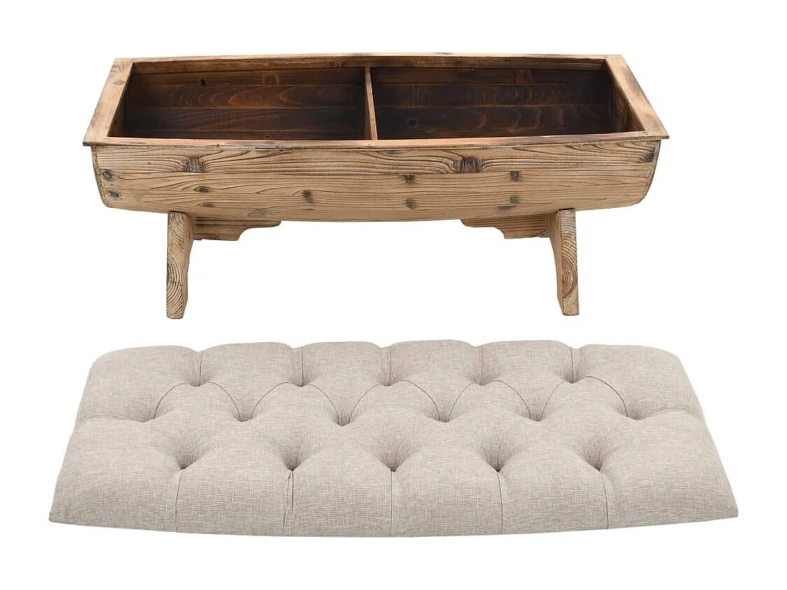 Banc de rangement Bois massif et tissu 103 x 51 x 44 cm REO31917
