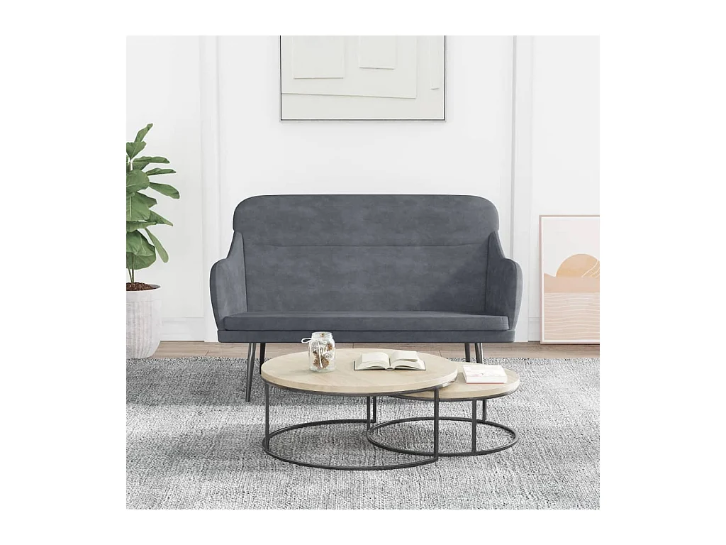 Banco de terciopelo gris oscuro 110x76x80 cm ES204911