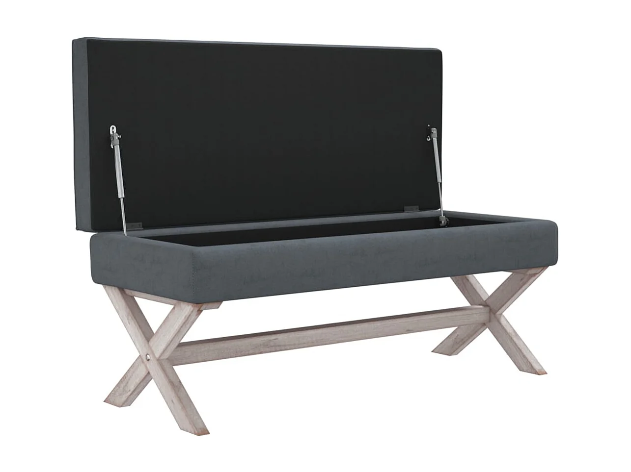 Taburete con almacenaje terciopelo gris oscuro 110x45x49 cm ES702726