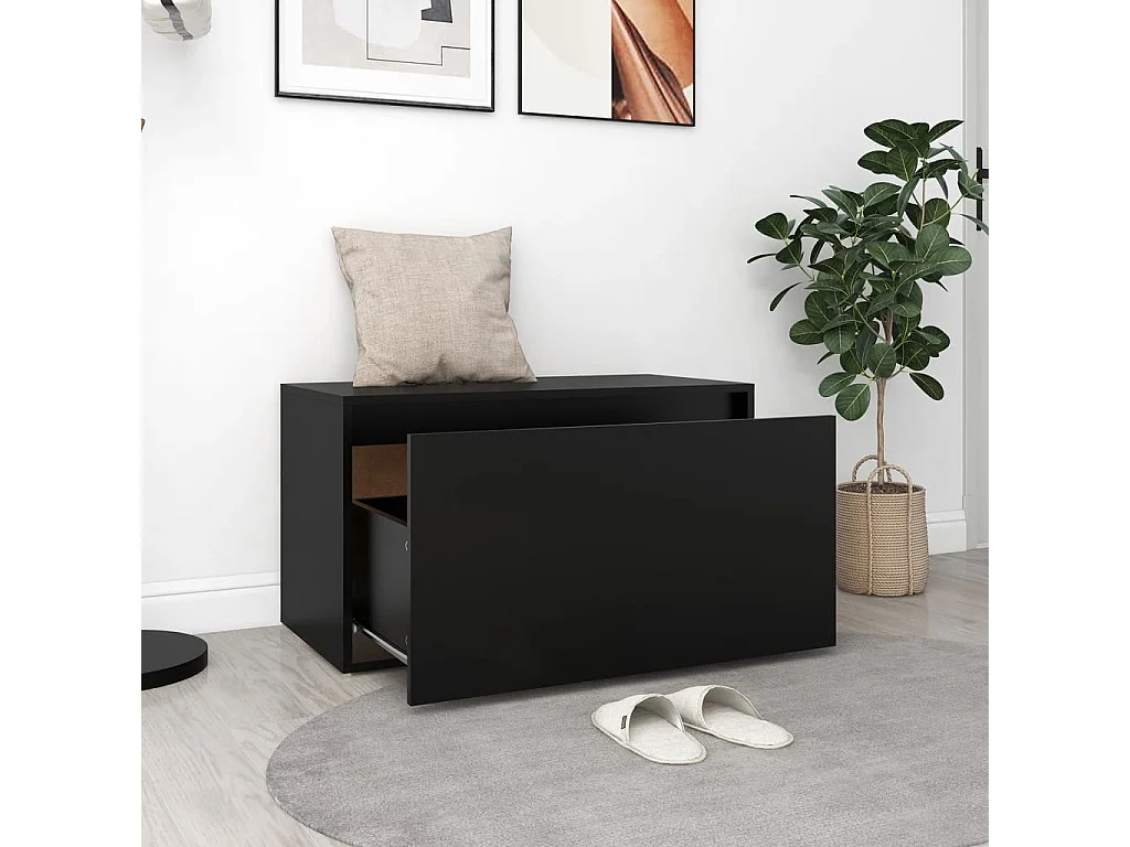 Banco de corredor 80x40x45 cm derivados de madeira preto PT225327