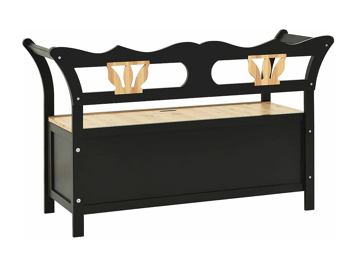 Banc Noir 107x45x75,5 cm Bois de sapin solide REO37815