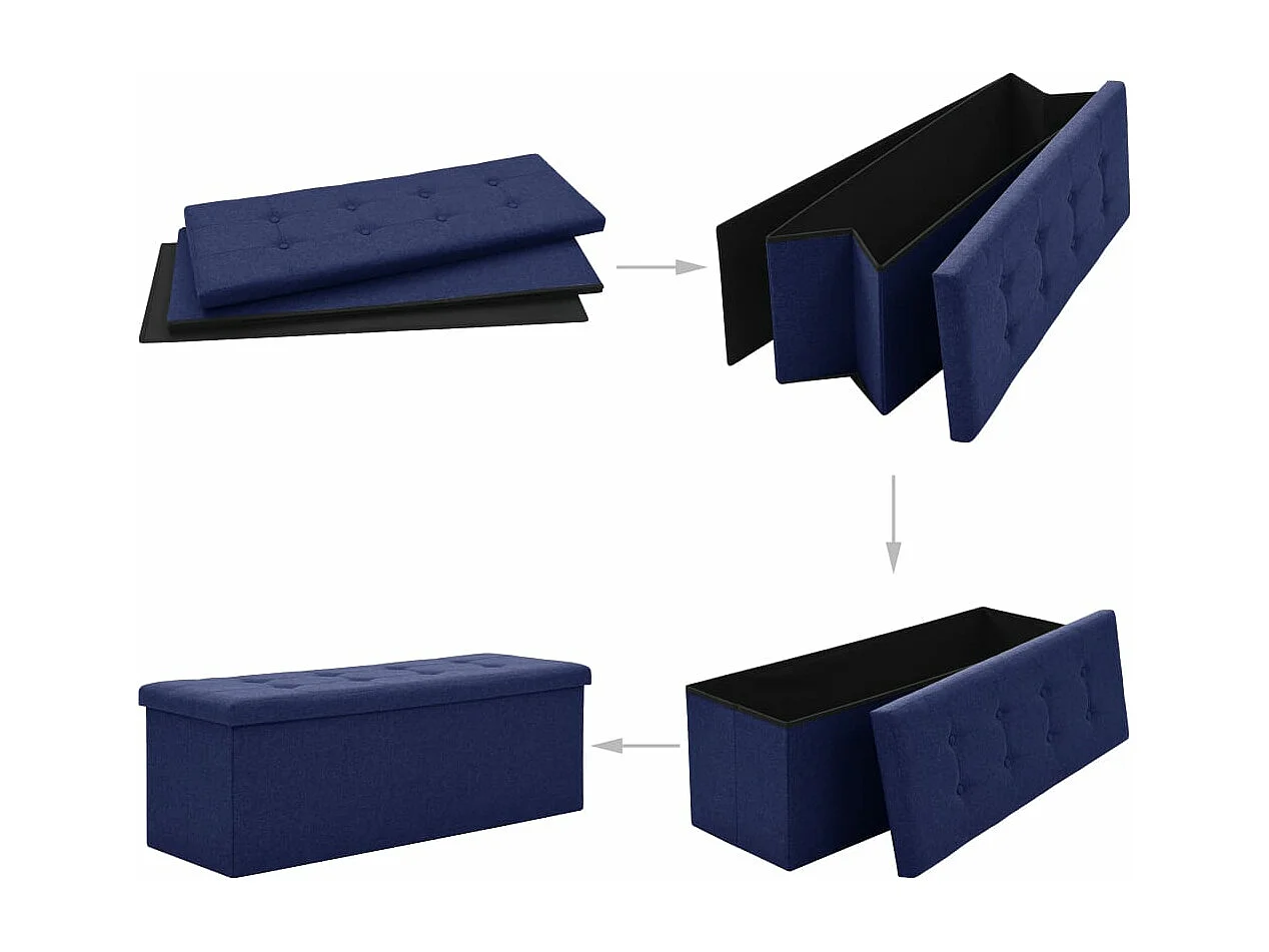 Banc de rangement pliable Bleu Faux lin REO96297