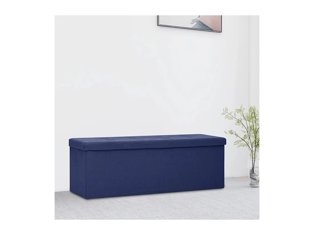 Banc de rangement pliable Bleu Faux lin REO96297
