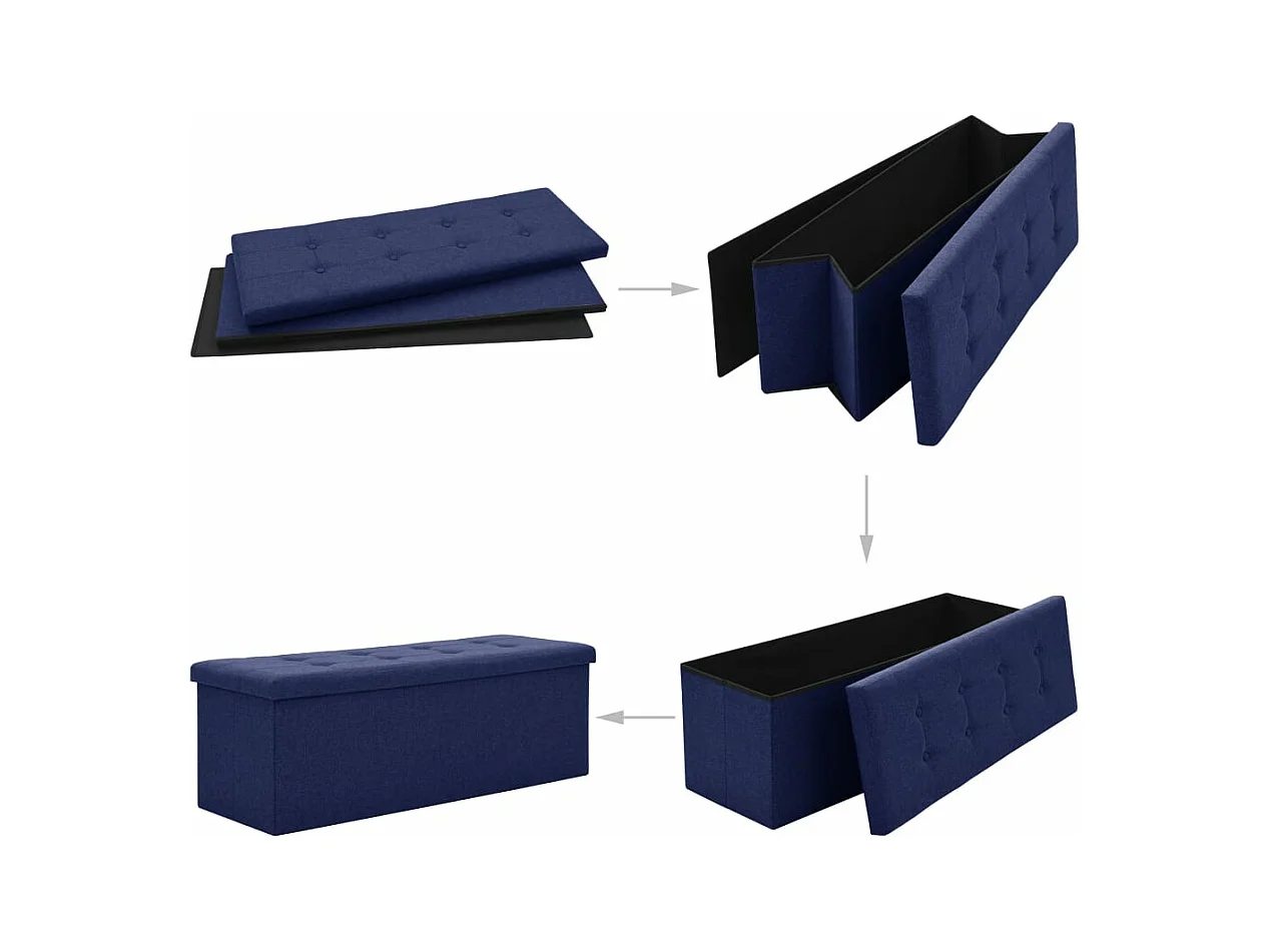 Banco de arrumação dobrável linho falso azul PT461335