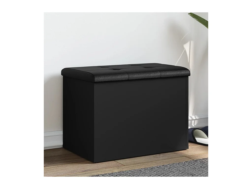 Banc de rangement noir 62x42x45 cm bois d'ingénierie REO73499