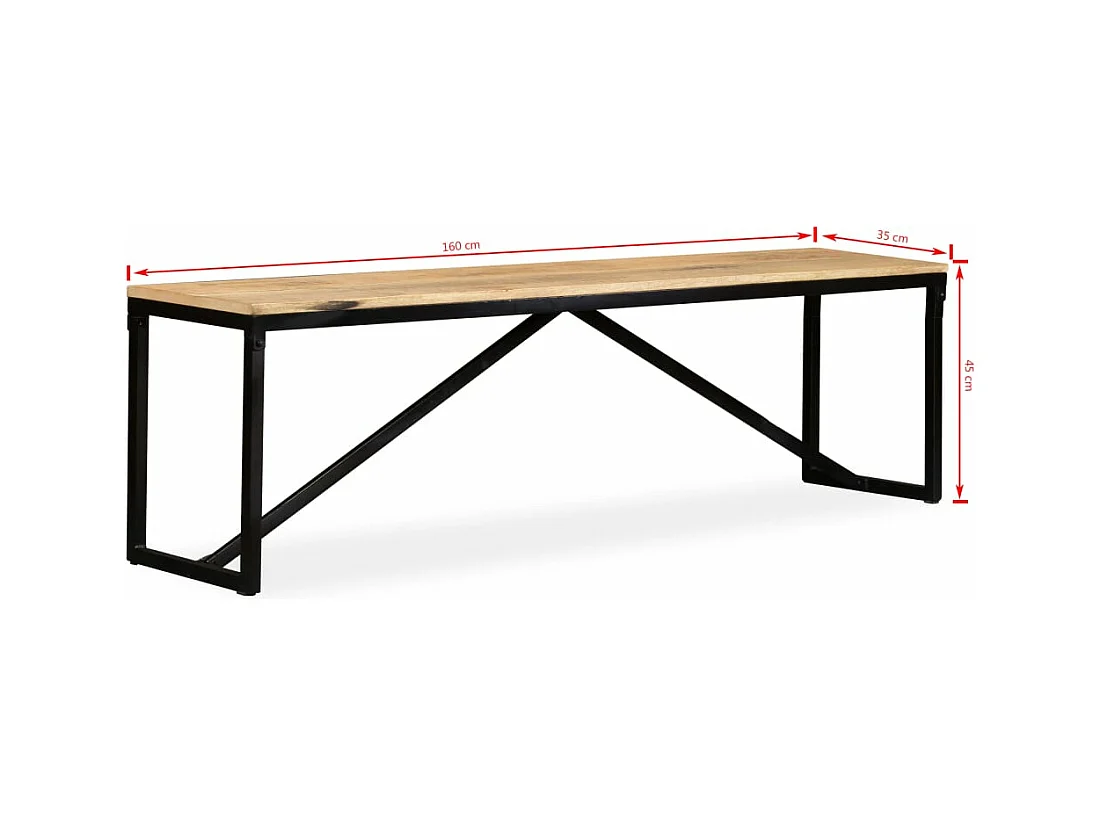 Banc Bois de manguier massif 160 x 35 x 45 cm REO80353