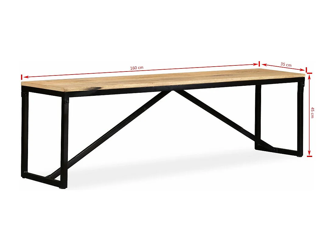 Bankje 160x35x45 cm massief mangohout NL175069