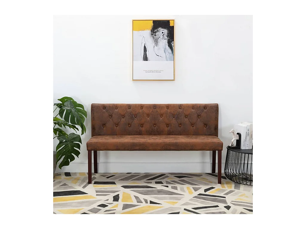 Banc 148,5 cm Marron Similicuir daim REO93638