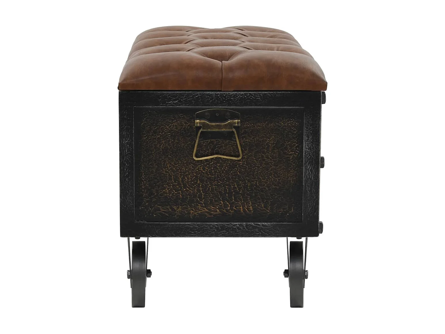 Banc de rangement Bois massif et similicuir 80,5x41x50 cm REO23218