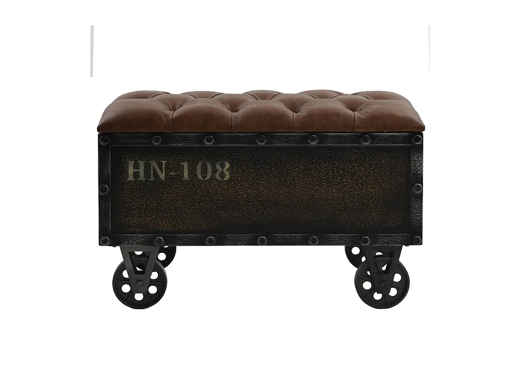 Banc de rangement Bois massif et similicuir 80,5x41x50 cm REO23218